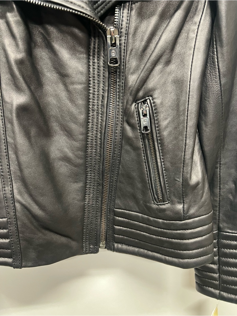 Michael Kors Black Leather Asymmetrical Zip Moto Jacket Size S - Picture 4 of 12